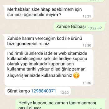 Miss Whence Mis Whence Değişim İçin Gönderdiğim Ürün İçin Dönüş Yapmıyor