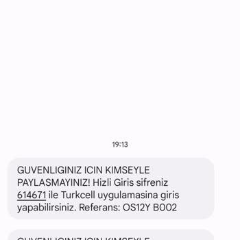Turkcell Hızlı Giriş Şifresi Gönderiyor