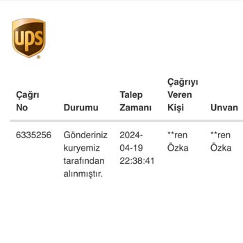 UPS Kurye Talep Hk.
