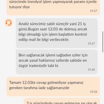 Trendyol 21 İş Gününde İade Yapmıyor