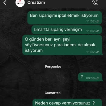 Creatizmhome Creatizm Home Dan Aldığımız Ürün 1ay 17 Gündür Teslim Edilmedi
