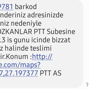 PTT Kargo Gönderimi Getirmeyip Şubeye Bıraktı.