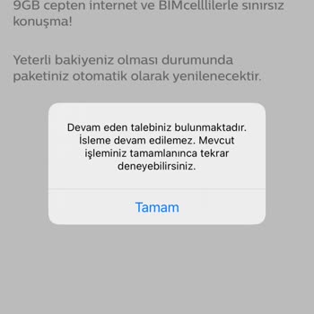 Bimcell Dost Büyük Paketimi Onaylamıyor