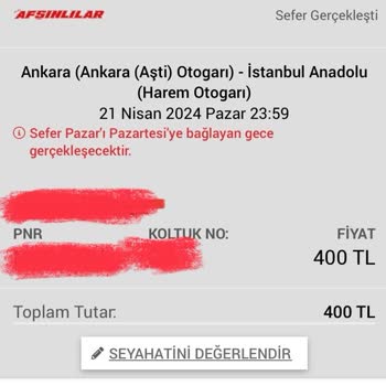Lüks Afşınlılar Turizm Ankara-İstanbul Otobüs Yolculuğunda Yaşanan Mağduriyet