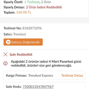 Trendyol İade Ücretim Yatmadı