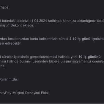 MoneyPay Migros Yemeksepeti Para İadesi Yapılmaması