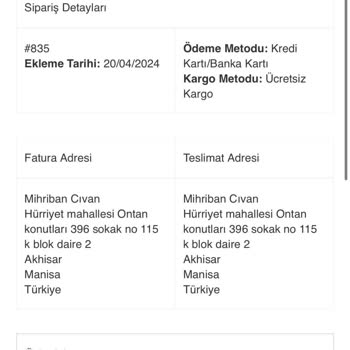 Doka Süs Siparişim Gelmedi Ve Cevap Verilmiyor