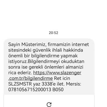 Slazenger İnternet Sitesi Üyelik Bilgileri Kişisel Veri İhlali