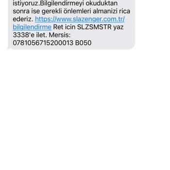 Slazenger Güvenlik İhlali Mesajı