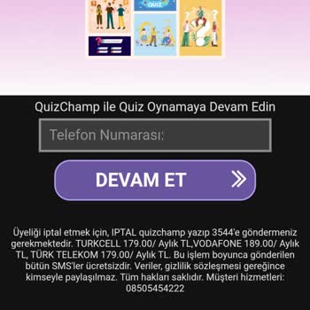 QuizChamp Numarama İstemediğim Bir Şekilde Üyelik Açıldı, Para Çekildi