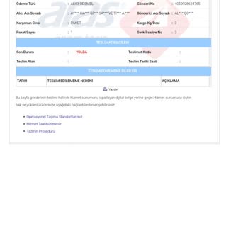 Aras Kargo Kayıp Ettiği Ürünleri Kabul Etmiyor
