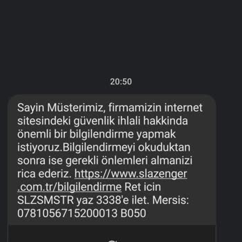 Slazenger Dan Gelen SMS