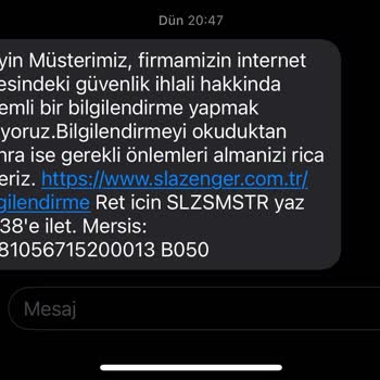 Slazenger Kişisel Verilerin Ele Geçirilmesi