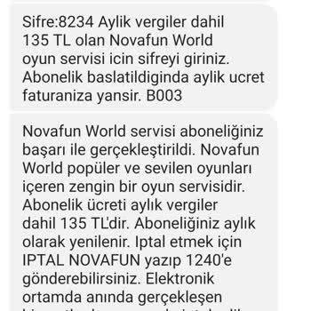 Vodafone Novafun World Haksiz Alınan Para