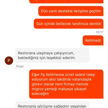 Migros Yemek Geç Teslimat Ve Fiş İletilmemesi