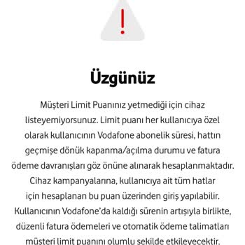 Vodafone Müşteri Limit Puanım Da Sorun