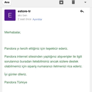 Pandora Mücevher Pandora Ürünüm Gelmedi