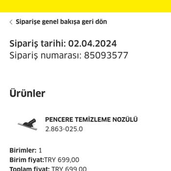 Karcher Siparişi İletmeme Sorunu!
