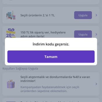 Getir Çalışmayan Kuponlar Veriyor...