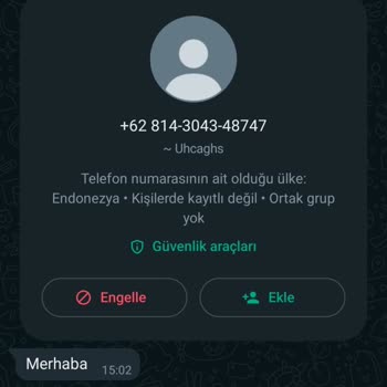 WhatsApp Bilinmeyen Numaradan Mesaj
