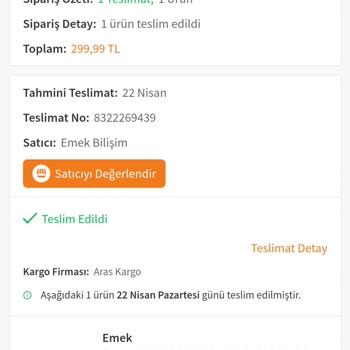 Aras Kargo Sipariş Teslimatının Yapılmaması