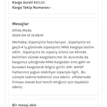 Elfida Moda Paramı Geri Vermiyor Kargomu Da Yollamıyor