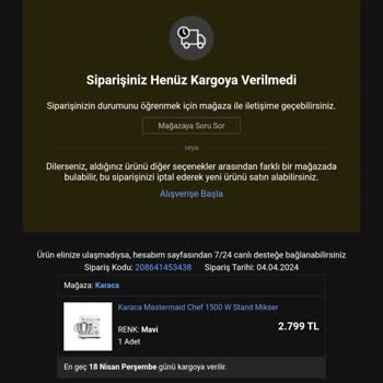N11 Siparişim Karaca Mağazası