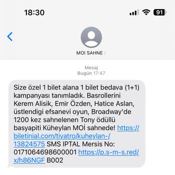 Moi Sahne İzinsiz Tanıtım SMS'lerinden Kurtulamıyorum