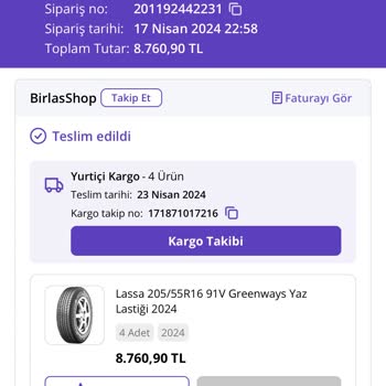 N11 Den 4 Lastik Aldım. 1 Adet Lastik Geldi
