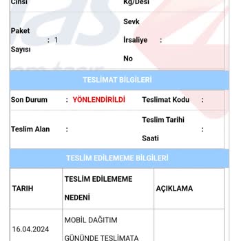 Aras Kargo Teslim Edilmeyen Getirilmeyen Kargo