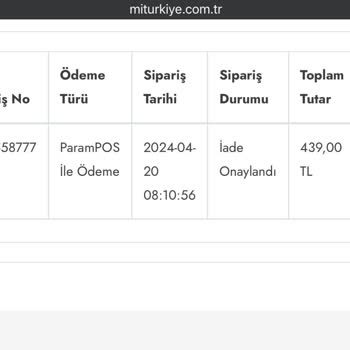 Miturkiye.com.tr Mitürkiye.com.tr Ücret İademi Yapmıyor