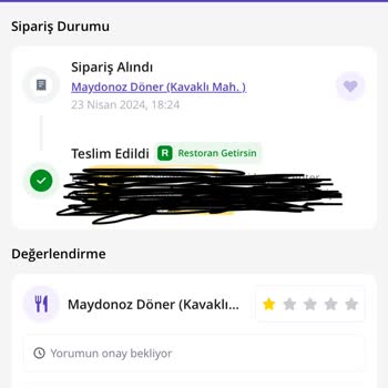 Maydonoz Döner (kavaklı) Sipariş Göndermeme Ve Getir İn İlgisizliği
