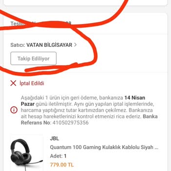 Trendyol Vatan Bilgisayar Kulaklık Siparişi İptali Şikayet