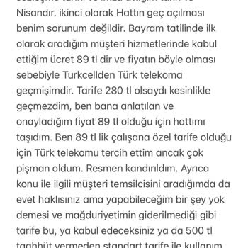 Türk Telekom'a Hattımı Taşıdım Ancak Onay Verdiğim Tutarın Misli Üstü