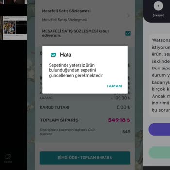 Watsons Sepette Yeterli Ürün Yok