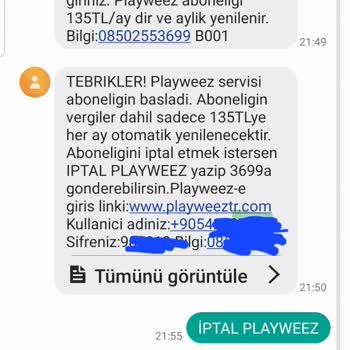 Playweez Bilgim Dışında Üyelik Yapıp - Para Kesti