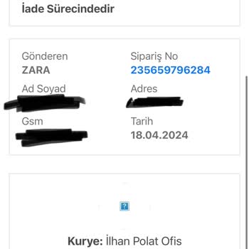 Zara Kargo Gelmeden İade Olamaz