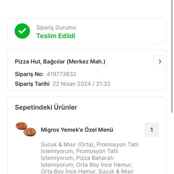 Migros Yemek Derhal Dönüş Sağlayın