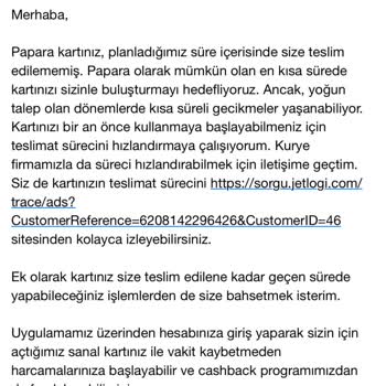 Papara Kart Teslim Edemiyor,Teslim Edemedikleri Kartı İptal De Etmiyor