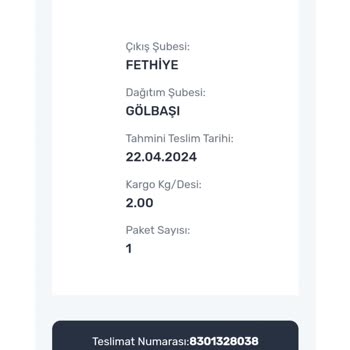 PTT Kargo Kargo Yola Çıkmamış 15 Nisan