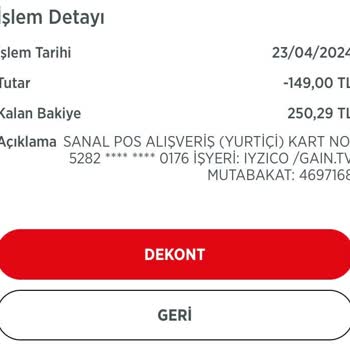 Gain Üyelik İptali Ve Ücret Alımı