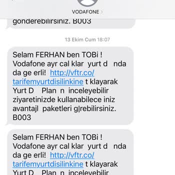 Vodafone Yurt Dışı Fahiş Fatura