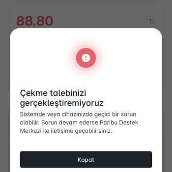 Paribu Destek Nerede Çekim Yapılamıyor Bilgi Güncellenmiyor Dönüş Yok