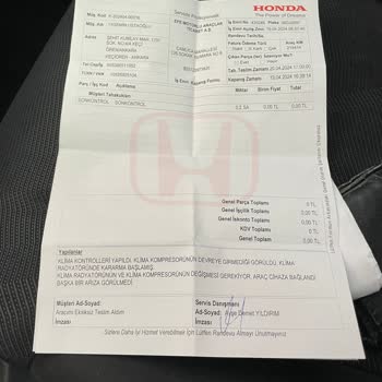 Honda Ankara Honda Efe Servisinden Yanlış Klima Arızası Tespiti Ve Yüksek Fiyat