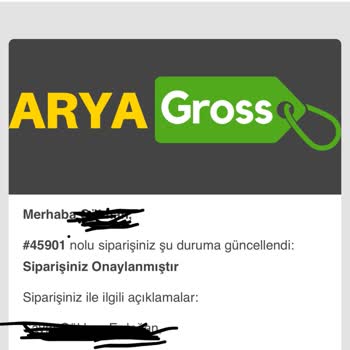 Arya Gross Kargoya Yarın Veriyoruz Deyip İki Gün Sonra Ürün Tedariği Yok Dedi!