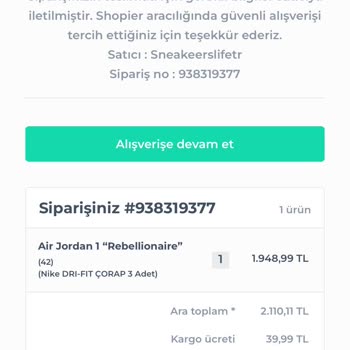 Sneakerslife.tr Para İadesi İstiyorum