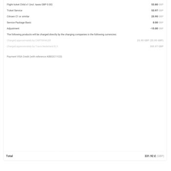 Budgetair Unreimbursed Car Rental Charge