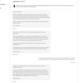 Hepsiburada Değişim Alan Ürünün Gönderilmemesi