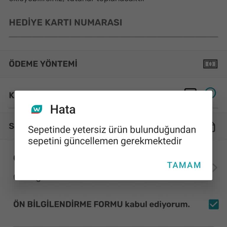 Watsons Ödeme Yaparken Sorun