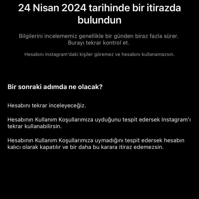 24.04.2024 Instagram Hesabım Askıya Alındı!